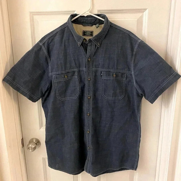 Vintage G.H. Bass Denim Style Men’s Size XL Button Down Short Sleeve Shirt - Picture 1 of 8